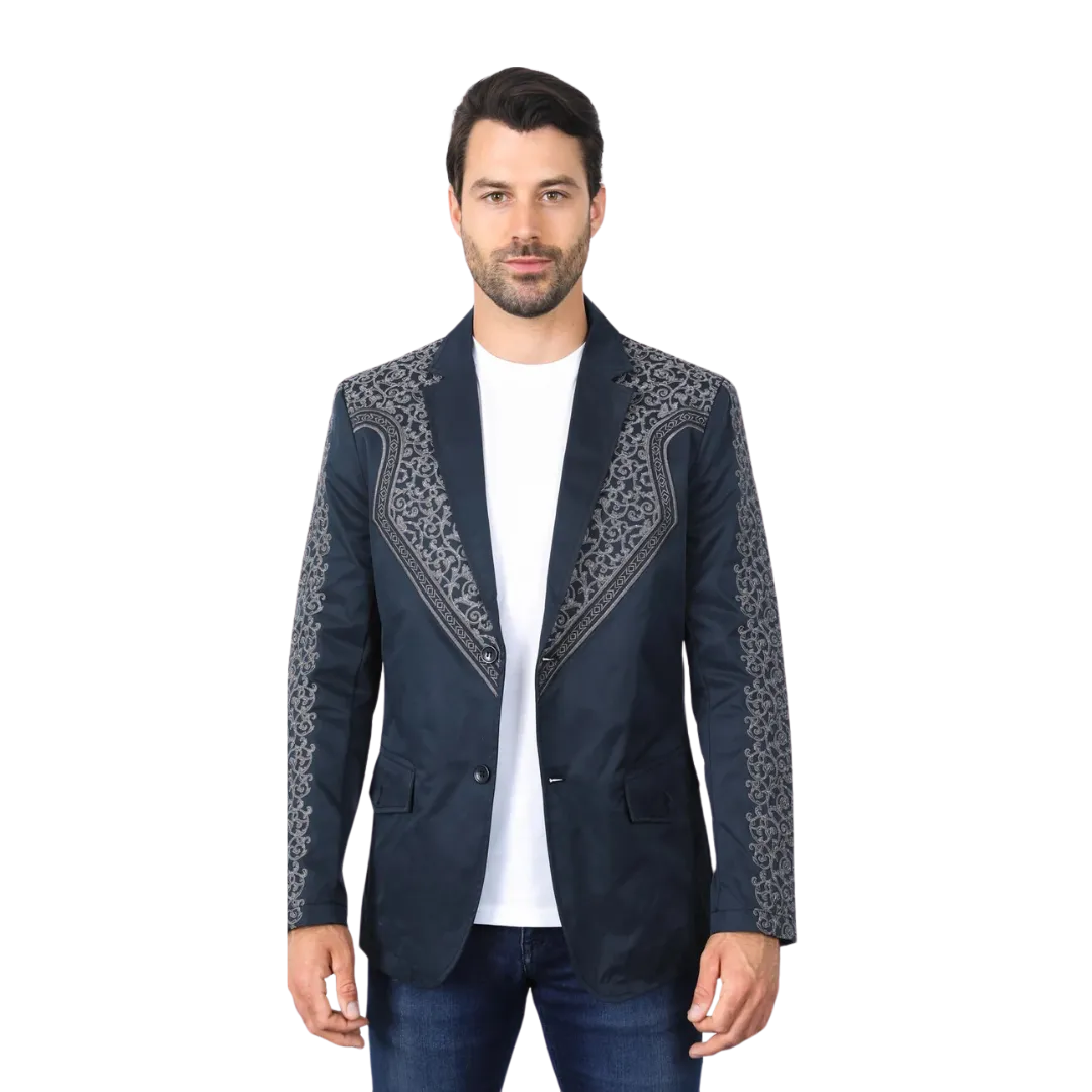 Platini Men's Embroidery Fashion Navy Blazer