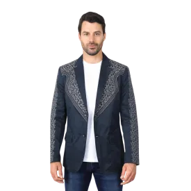 Platini Men's Embroidery Fashion Navy Blazer