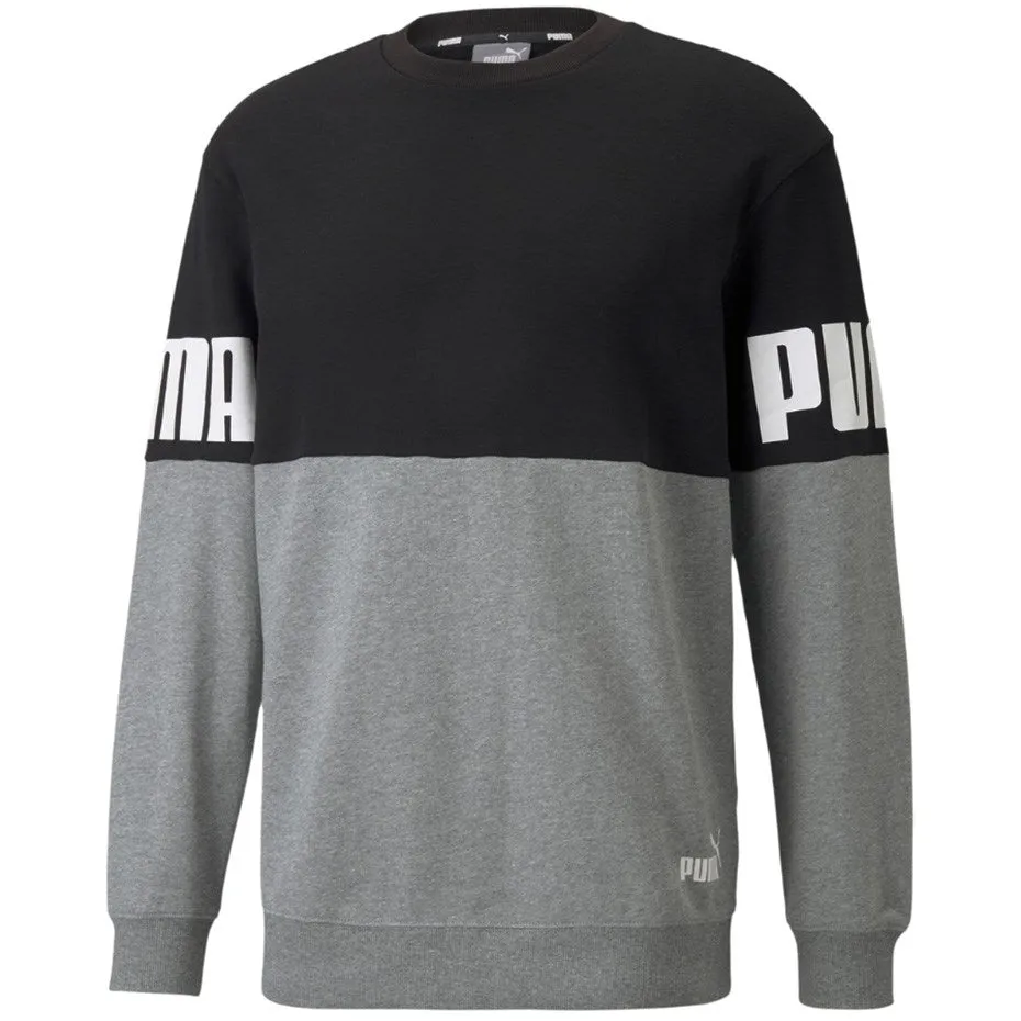 Puma Power Colorblock Crew Sweatshirt Grey-Black 589430 01 S