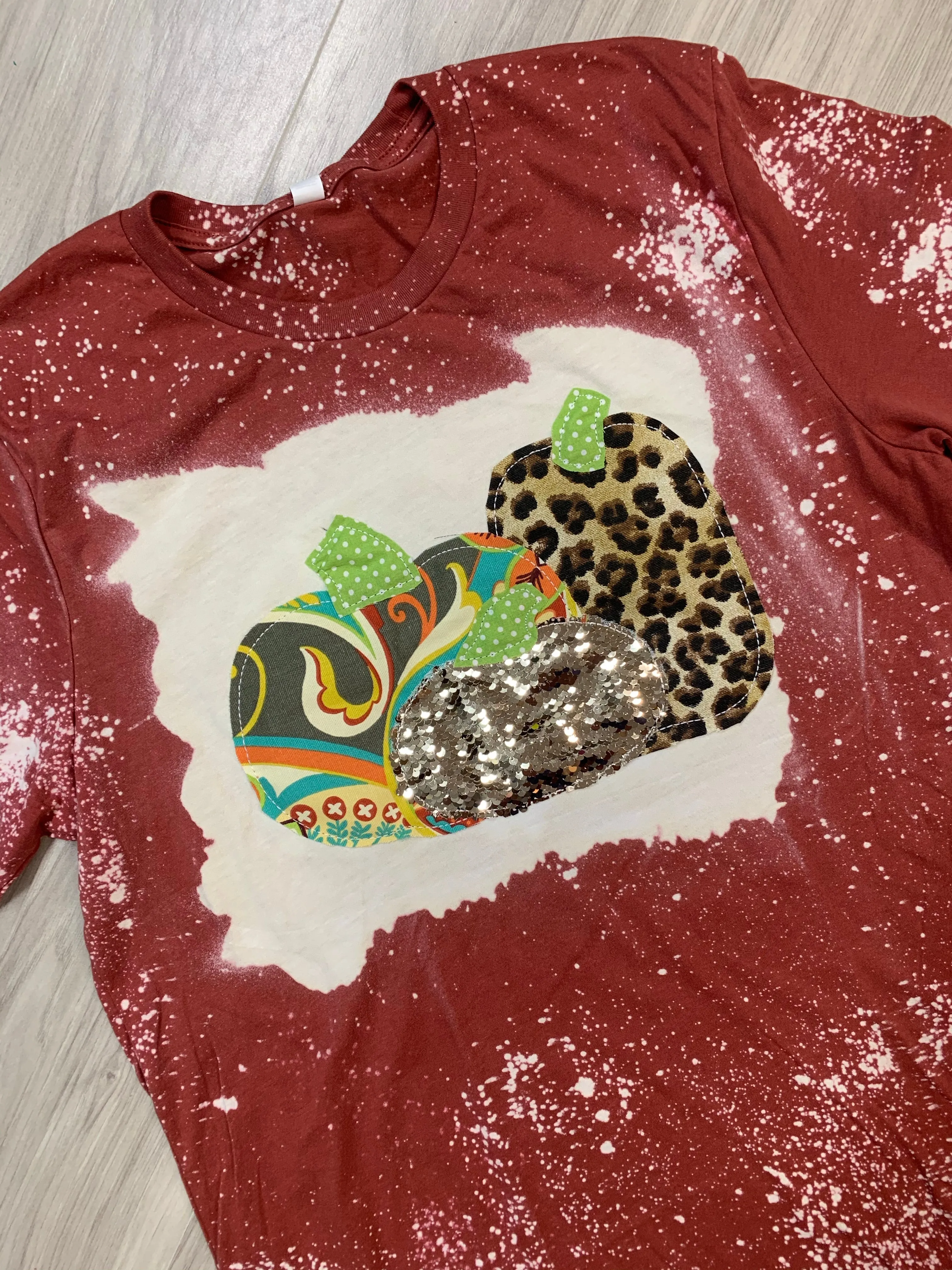 Pumpkin Trio Bleached Shirt with Mermaid Sequins 2020