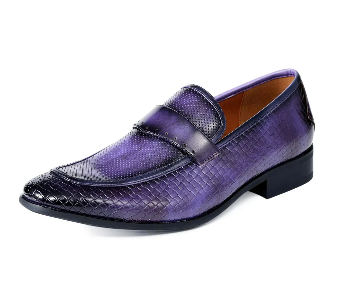 Purple Men's fashion design Slip-On Dress Shoes Printed Leather Loafer