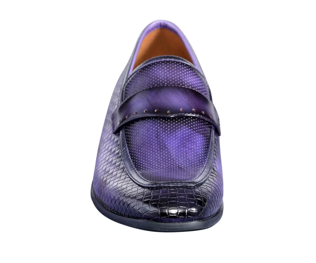 Purple Men's fashion design Slip-On Dress Shoes Printed Leather Loafer