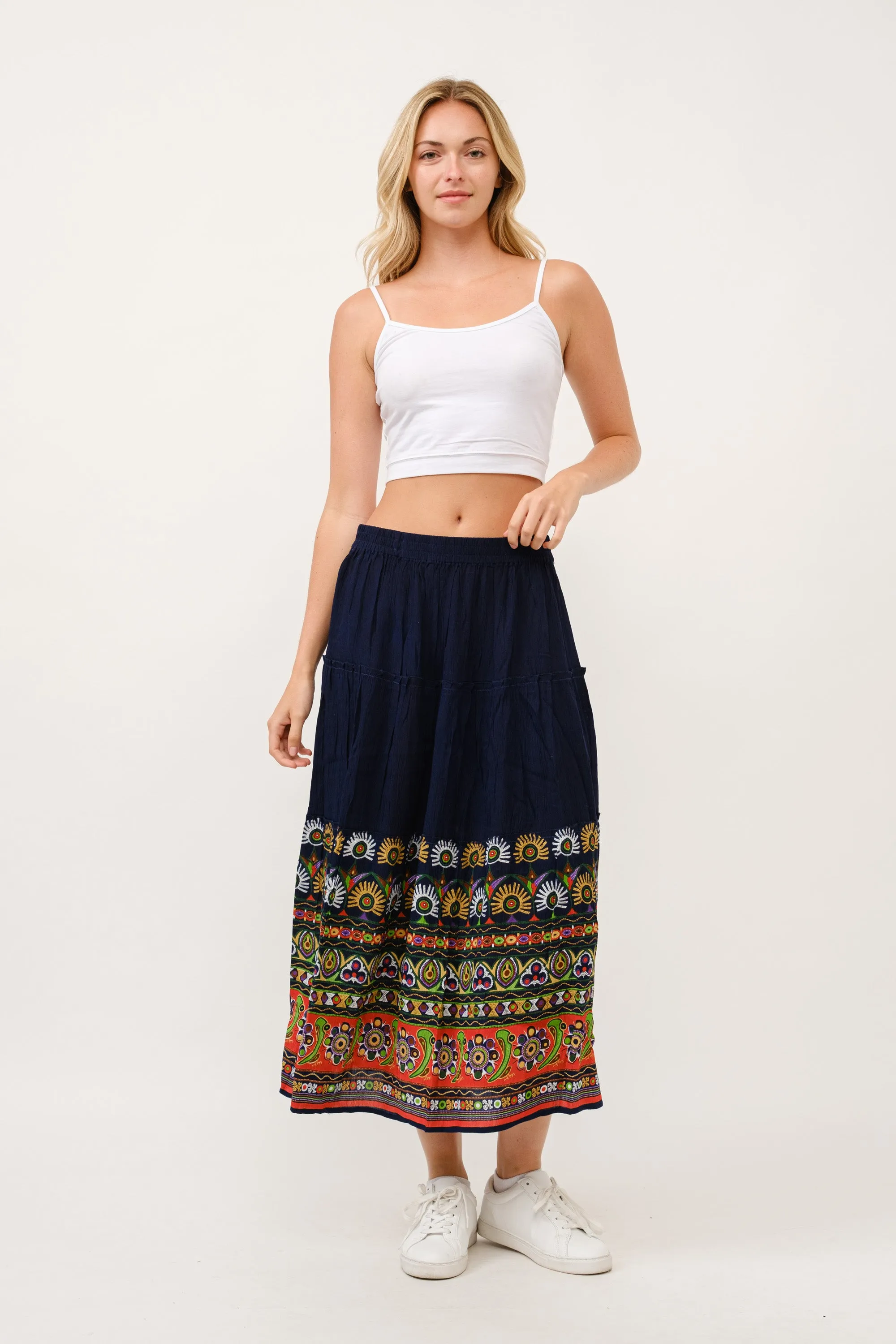 RAJ ELIA CONTRAST PRINT SKIRT