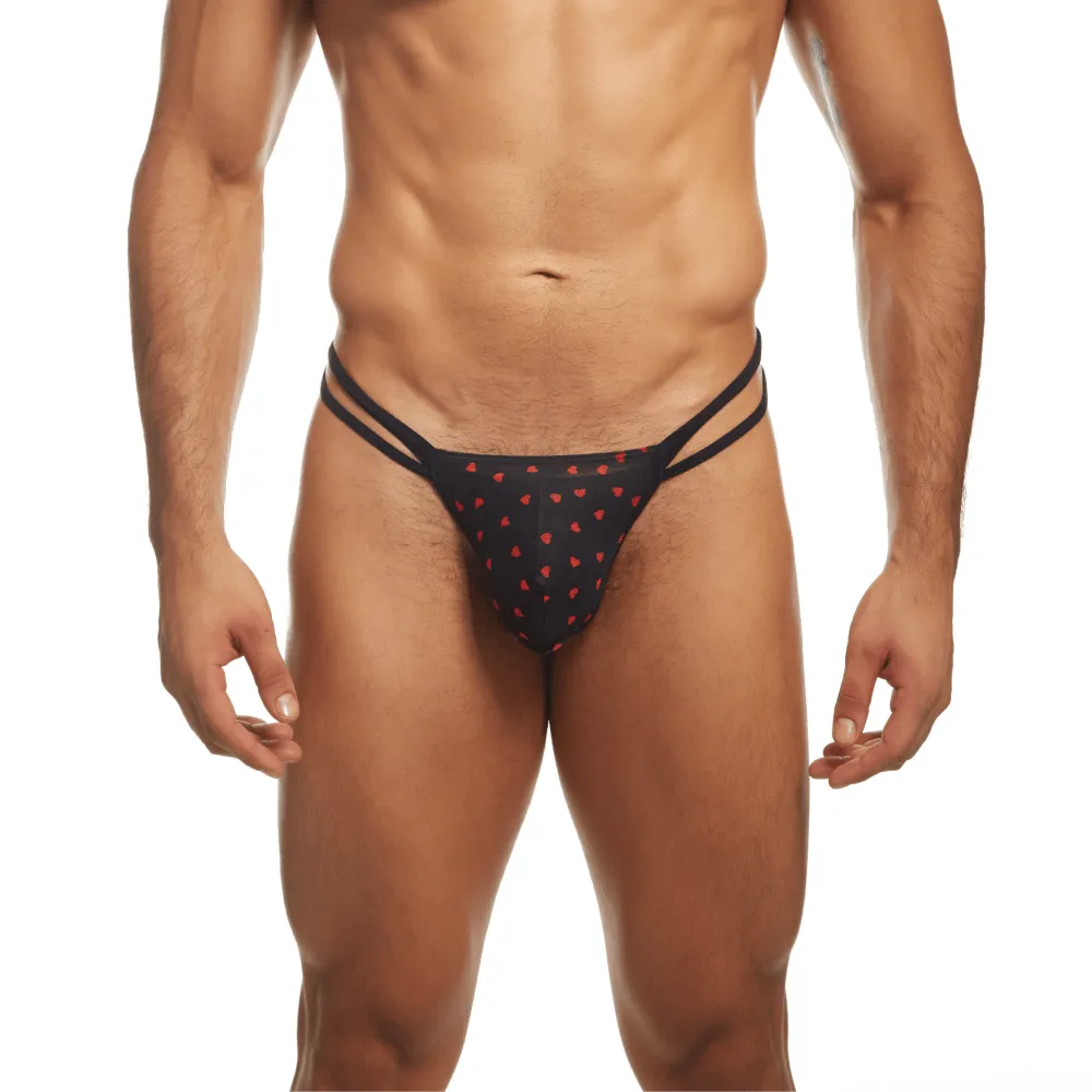 Secret Male SML031 Flower Laced G-String with hearts