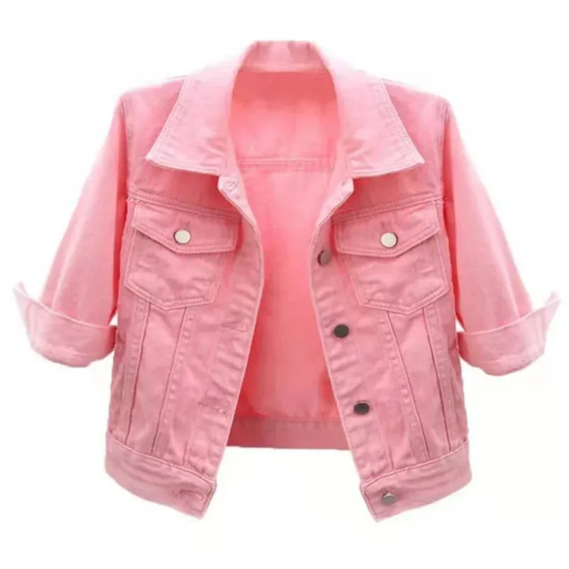 Trendy Denim Colorful Crop Jackets