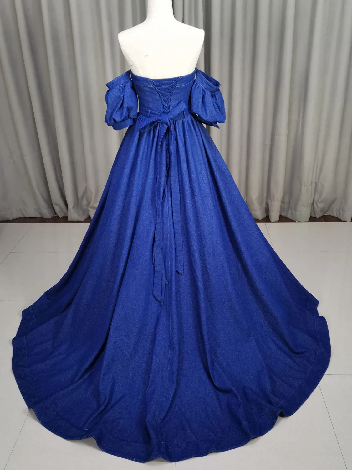 Unique Aline Blue Long Prom Dresses, Blue Long Formal Graduation Dresses