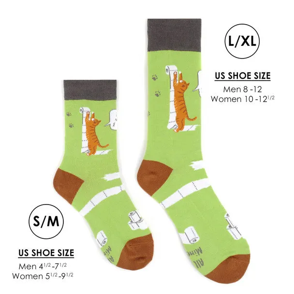 *Women's "Cats & Toilet Paper" Novelty Socks