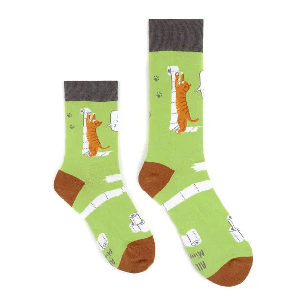 *Women's "Cats & Toilet Paper" Novelty Socks